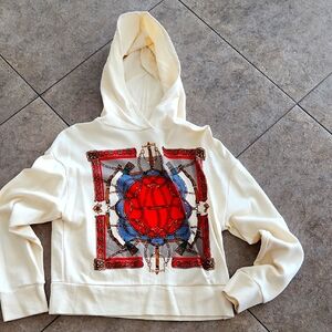 Zara Cream Hoodie with Vibrant Print